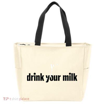 Drink Your Milk Zip Tote Bag