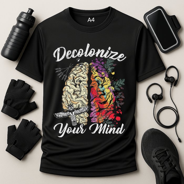 Decolonize Your Mind Indigenous People Native American Cooling Performance Crew T-Shirt