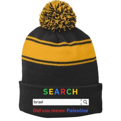 Did you mean Palestine  free Palestine  Gaza Peace  Stripe Pom Pom Beanie