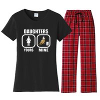 Daughters Yours Mine Funny Cowgirl Mom Barrel Racing Dad Women's Flannel Pajama Set