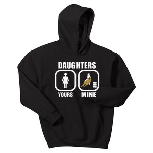 Daughters Yours Mine Funny Cowgirl Mom Barrel Racing Dad Kids Hoodie