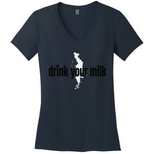 Drink Your Milk Premium Women's V-Neck T-Shirt