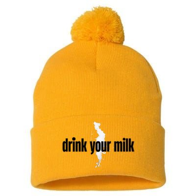 Drink Your Milk Pom Pom 12in Knit Beanie