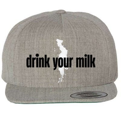 Drink Your Milk Wool Snapback Cap