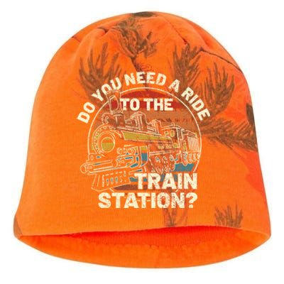 Do You Need A Ride To The Train Station Retro Vintage Train Gift Kati - Camo Knit Beanie