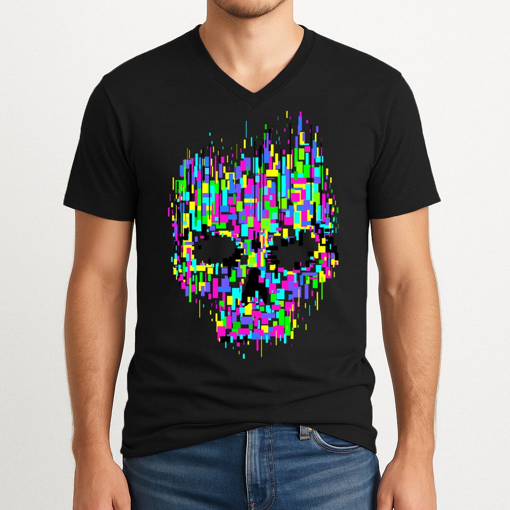 Dynamic Skull V-Neck T-Shirt