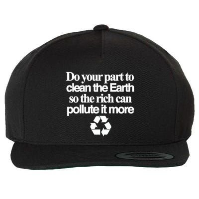 Do Your Part To Clean The Earth So The Rich Can Pollute It More Wool Snapback Cap