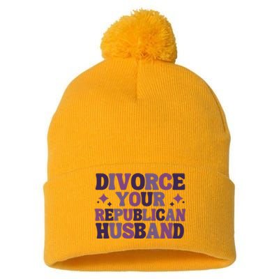 Divorce Your Republican Husband Pom Pom 12in Knit Beanie