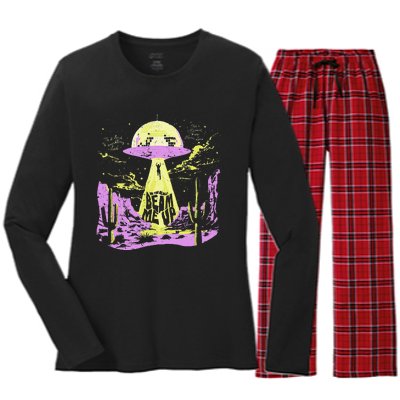 Did You Really Beam Me Up Ufo Women's Long Sleeve Flannel Pajama Set 