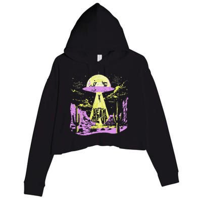 Did You Really Beam Me Up Ufo Crop Fleece Hoodie