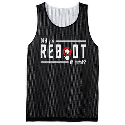 Did You Reboot It First Computer Programmer Security Tech Mesh Reversible Basketball Jersey Tank