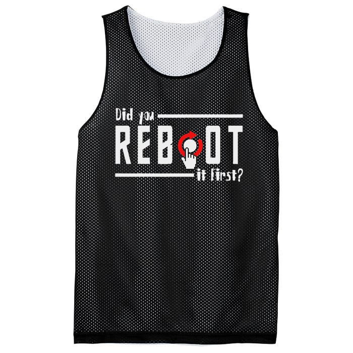 Did You Reboot It First Computer Programmer Security Tech Mesh Reversible Basketball Jersey Tank