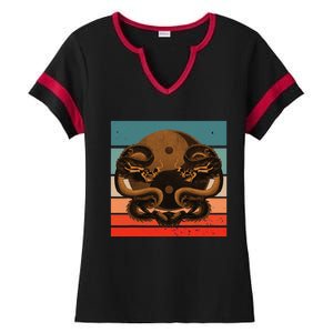 Dragon Yinyang Symbol Balance Harmony Symmetrical Scales Ladies Halftime Notch Neck Tee