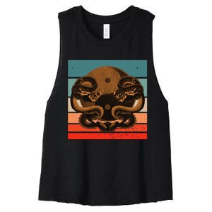 Dragon Yinyang Symbol Balance Harmony Symmetrical Scales Women's Racerback Cropped Tank