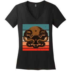 Dragon Yinyang Symbol Balance Harmony Symmetrical Scales Women's V-Neck T-Shirt