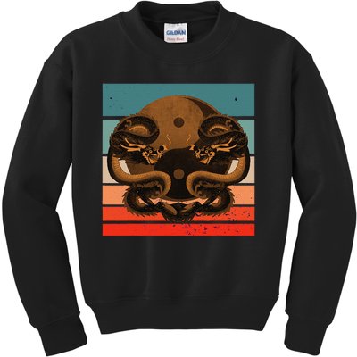 Dragon Yinyang Symbol Balance Harmony Symmetrical Scales Kids Sweatshirt