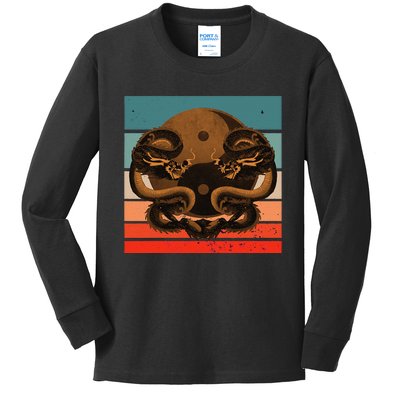 Dragon Yinyang Symbol Balance Harmony Symmetrical Scales Kids Long Sleeve Shirt