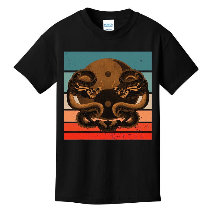 Dragon Yinyang Symbol Balance Harmony Symmetrical Scales Kids T-Shirt