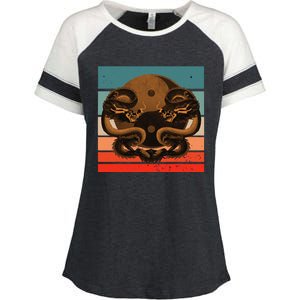 Dragon Yinyang Symbol Balance Harmony Symmetrical Scales Enza Ladies Jersey Colorblock Tee