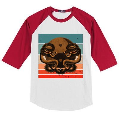 Dragon Yinyang Symbol Balance Harmony Symmetrical Scales Kids Colorblock Raglan Jersey