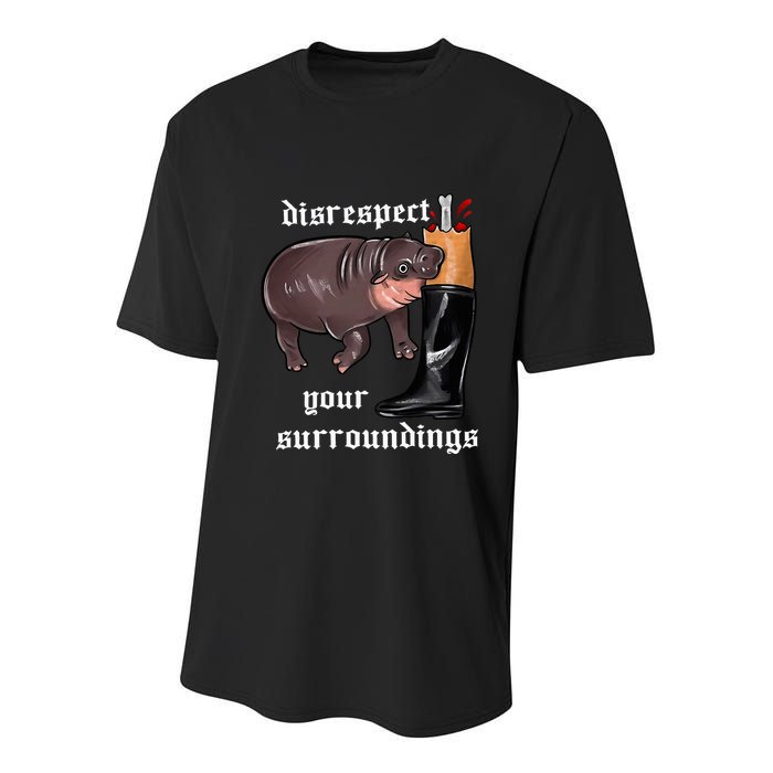 Disrespect Your Surroundings Moo Deng Youth Performance Sprint T-Shirt