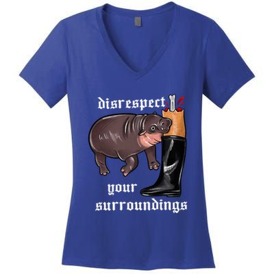 Disrespect Your Surroundings Moo Deng Women's V-Neck T-Shirt