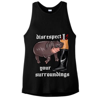 Disrespect Your Surroundings Moo Deng Funny Design Ladies PosiCharge Tri-Blend Wicking Tank