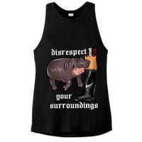 Disrespect Your Surroundings Moo Deng Funny Design Ladies PosiCharge Tri-Blend Wicking Tank