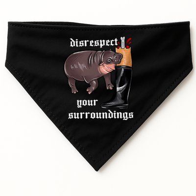 Disrespect Your Surroundings Moo Deng Funny Design USA-Made Doggie Bandana