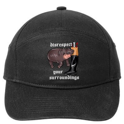 Disrespect Your Surroundings Moo Deng Funny Design 7-Panel Snapback Hat
