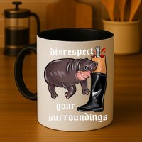 Disrespect Your Surroundings Moo Deng Funny Design Mug