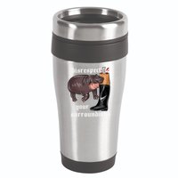 Disrespect Your Surroundings Moo Deng Funny Design 16oz Travel Tumbler