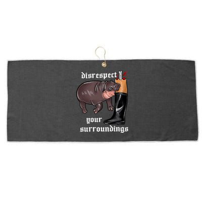 Disrespect Your Surroundings Moo Deng Funny Design Large Microfiber Waffle Golf Towel