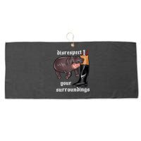 Disrespect Your Surroundings Moo Deng Funny Design Large Microfiber Waffle Golf Towel