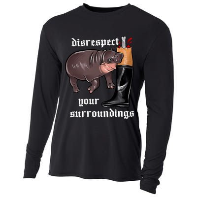 Disrespect Your Surroundings Moo Deng Funny Design Cooling Performance Long Sleeve Crew