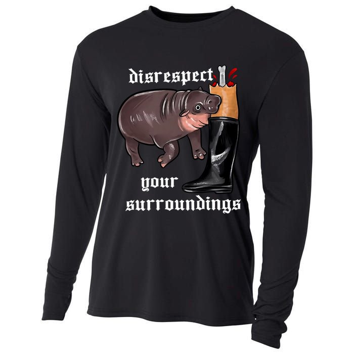 Disrespect Your Surroundings Moo Deng Funny Design Cooling Performance Long Sleeve Crew