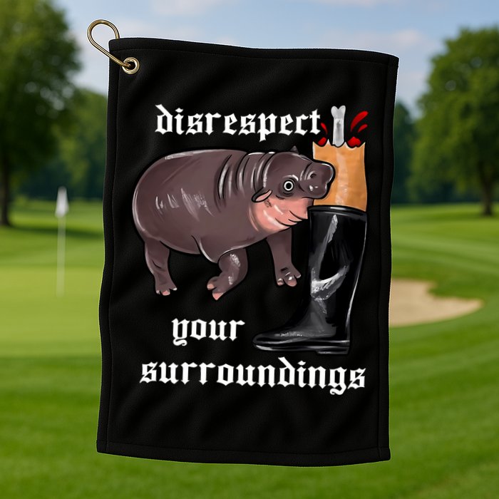 Disrespect Your Surroundings Moo Deng Funny Design Golf Towel