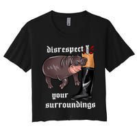 Disrespect Your Surroundings Moo Deng Funny Design Crop Top