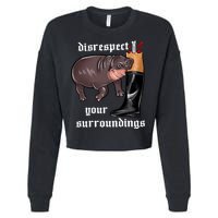 Disrespect Your Surroundings Moo Deng Funny Design Cropped Pullover Crew