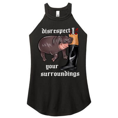 Disrespect Your Surroundings Moo Deng Funny Design Women's Perfect Tri Rocker Tank