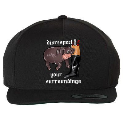 Disrespect Your Surroundings Moo Deng Funny Design Wool Snapback Cap