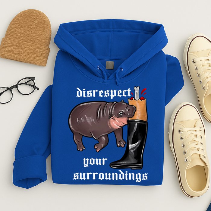 Disrespect Your Surroundings Moo Deng Funny Design Hoodie