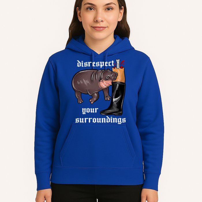 Disrespect Your Surroundings Moo Deng Funny Design Hoodie