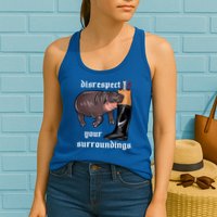 Disrespect Your Surroundings Moo Deng Funny Design Womens Tank Top