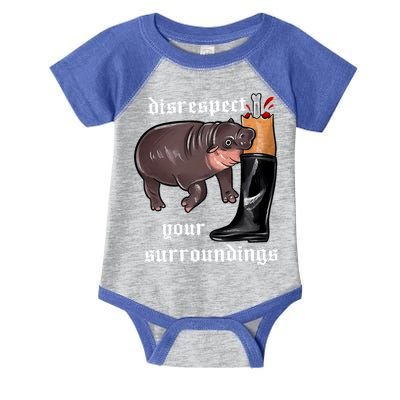 Disrespect Your Surroundings Moo Deng Funny Design Infant Baby Jersey Bodysuit