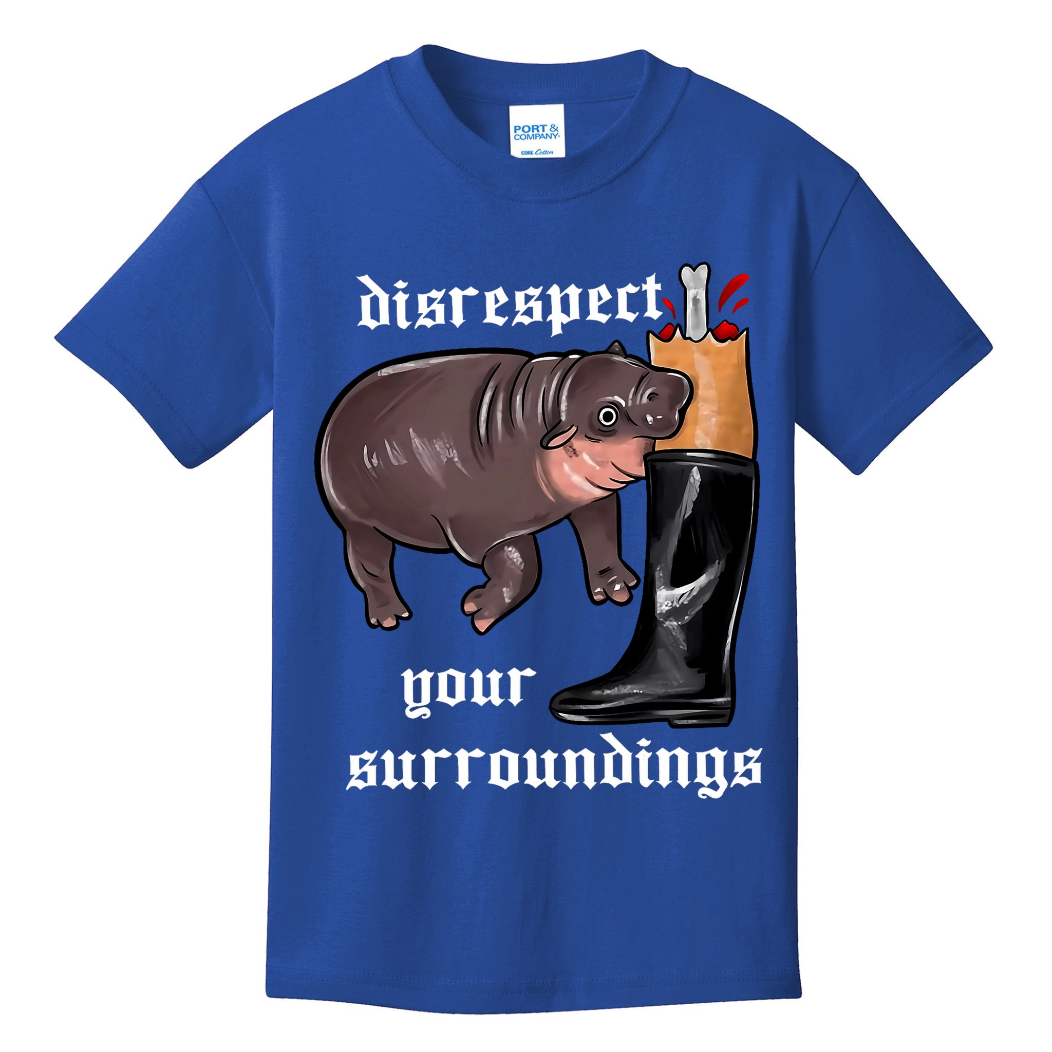 Disrespect Your Surroundings Moo Deng Funny Design Kids T-Shirt