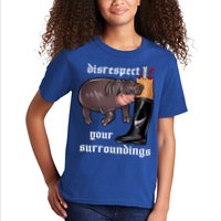 Disrespect Your Surroundings Moo Deng Funny Design Kids T-Shirt