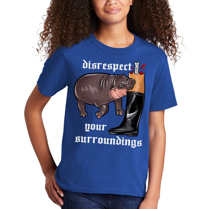 Disrespect Your Surroundings Moo Deng Funny Design Kids T-Shirt