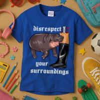 Disrespect Your Surroundings Moo Deng Funny Design Kids T-Shirt
