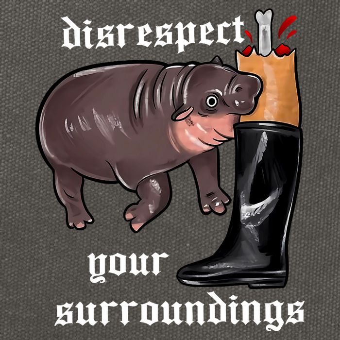 Disrespect Your Surroundings Moo Deng Funny Design Cotton Canvas Backpack